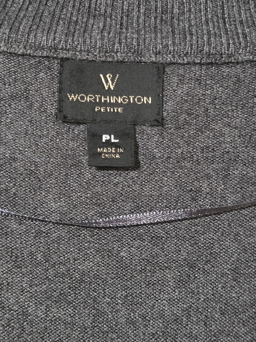 Classic Preppy Gray Open Front Knit Cardigan Sweater Women's PL Petite Career - Picture 3 of 8